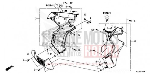 CARENAGE MILIEU CRF250RLAJ de 2018